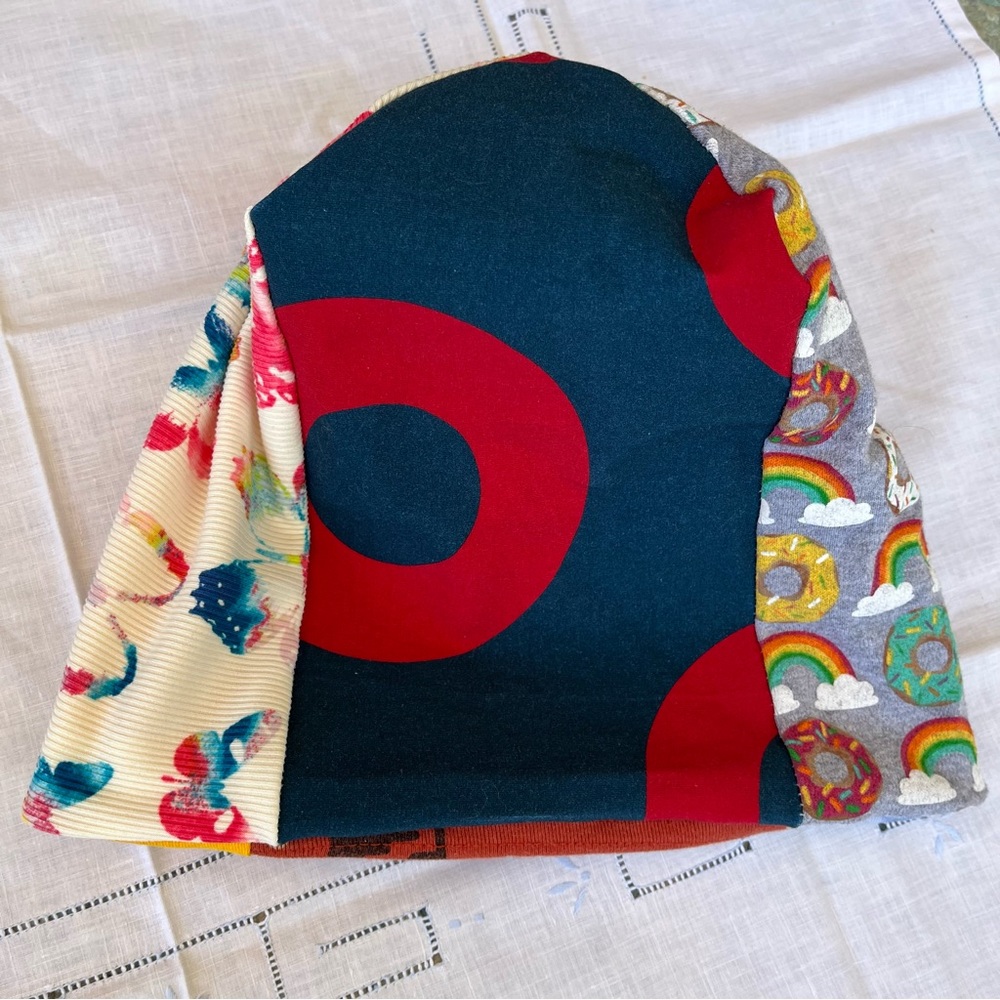 reversible patchwork knit beanie cap Kokopelli tie dye phish donut ⭕️ #2
